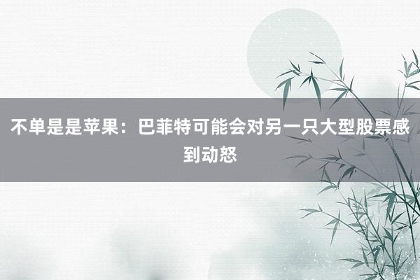 不单是是苹果：巴菲特可能会对另一只大型股票感到动怒