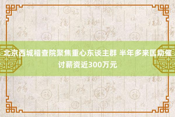 北京西城稽查院聚焦重心东谈主群 半年多来匡助催讨薪资近300万元