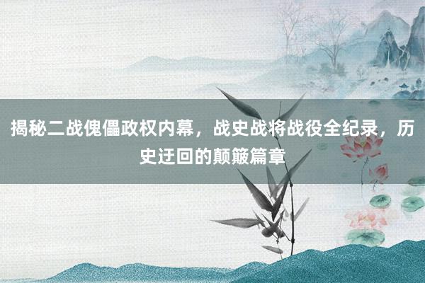 揭秘二战傀儡政权内幕，战史战将战役全纪录，历史迂回的颠簸篇章